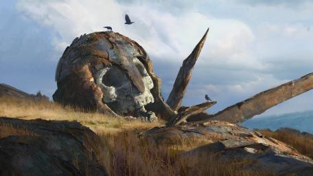 Ruins of the Fallen Giant Knight in a Silent Fantasy Wasteland wallpaper