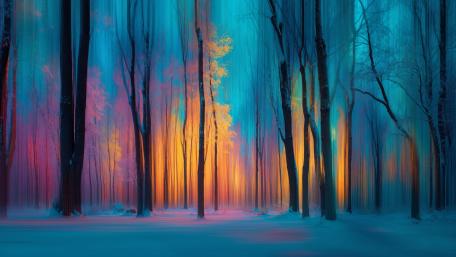 Luminous Abstract Forest Glow in Modern AI Painting Style wallpaper