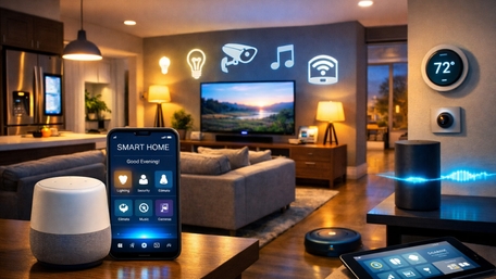 Connected Living Room Smart Home Control Hub Wallpaper wallpaper