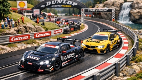 High Speed Touring Car Duel on Alpine Circuit wallpaper