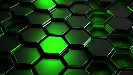 Neon Green Hexagonal Hive in Sleek 3D Depth wallpaper