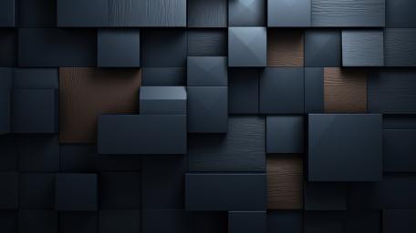 Midnight Geometric Blocks in Deep Shadowed 3D wallpaper