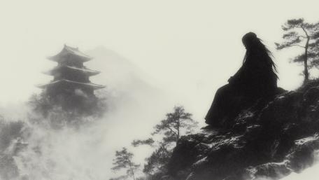 Silent Ronin Above the Misty Pagoda wallpaper