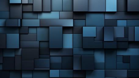 Midnight Blue Geometric Blocks Pattern in 5K Abstract AI Art wallpaper