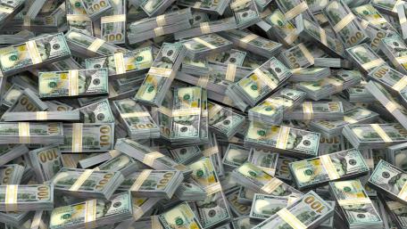 Abstract Ocean of Hundred Dollar Bundles in Endless Currency Flow wallpaper