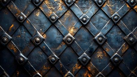 Riveted Steel Lattice with Silver Sheen and Rust Glow wallpaper