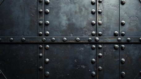 Riveted Silver Steel Grid with Subtle Rust Patina wallpaper