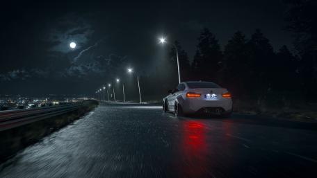BMW M4 Midnight Run on a Moonlit Highway in 4K wallpaper