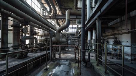 Abandoned Industrial Pipeline Corridor in Ultra Detailed 5K AI Art wallpaper