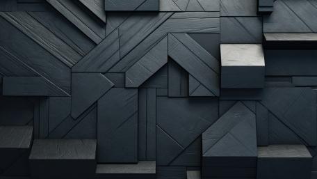 Midnight Geometric Blocks in Matte Wood and Stone Texture wallpaper