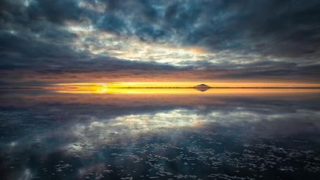 Sunset Afterglow Reflections Across Izembek Lagoon Alaska wallpaper