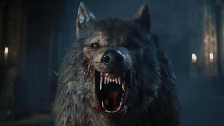 Moonlit Werewolf Fury in a Haunted Forest 5K Fantasy Wallpaper wallpaper