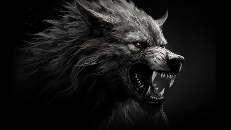 Moonlit Fury Shadowed Werewolf Portrait in 5K wallpaper