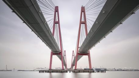 Under the Meiko Nishi Bridge Symmetry in Aichi Japan wallpaper