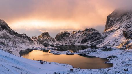 Golden Winter Dawn Over Lacs Robert France Alpine Lakes wallpaper