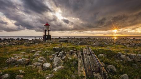 Stormlight Over Håtangen Lighthouse on Norway’s Rugged Jæren Coast wallpaper
