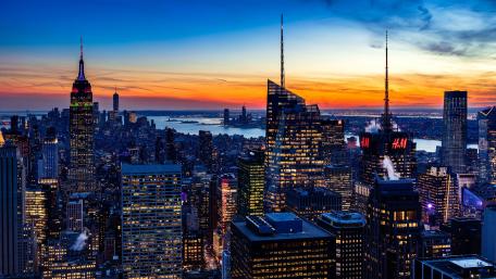 Dusk Over Manhattan Skyline from Edge NYC in Crisp 4K wallpaper