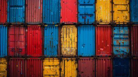 Vibrant Container Mosaic in 5K Abstract Industrial Geometry wallpaper