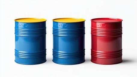 Minimalist Metal Barrels in Bold Primary Colors on White wallpaper