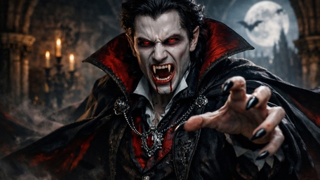 Moonlit Vampire Overlord Reaching From the Gothic Shadows wallpaper
