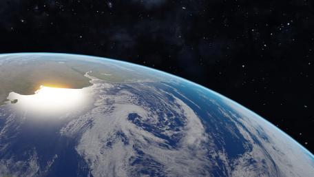 Sunlit Earth Horizon Over a Quiet Starfield in 4K wallpaper