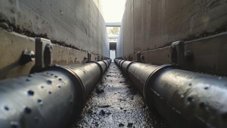 Industrial Pipeline Corridor in Crisp 5K Perspective wallpaper