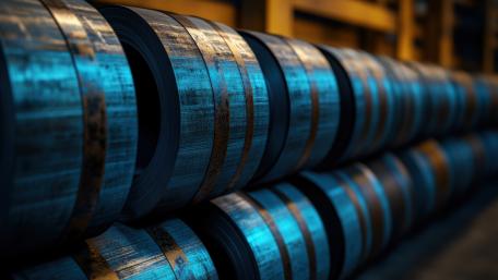 Blue Steel Ribbons in Industrial Light Abstract 5K Wallpaper wallpaper