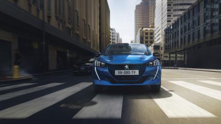 Peugeot 208 Blue City Rush Through Downtown Streets wallpaper
