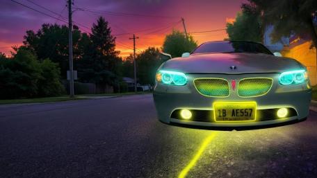 Neon Dusk Pontiac GTO Muscle Car Street Glow Wallpaper wallpaper