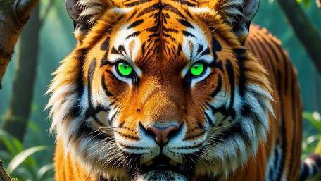 Emerald Gaze Tiger in Lush Jungle Depths wallpaper