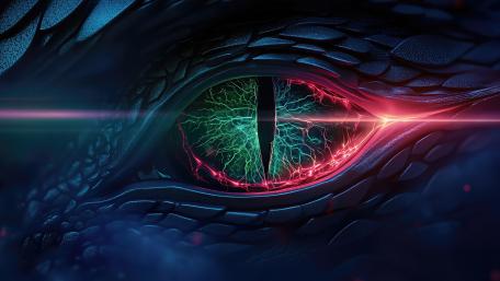 Neon Storm Dragon Eye in Midnight Scales wallpaper