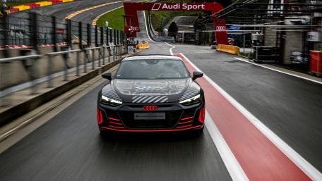Audi e-tron GT Charging Through the Pit Lane in 4K wallpaper