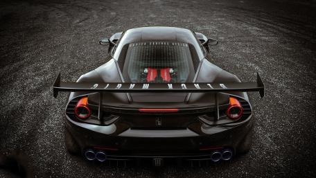 Ferrari 488 GTB Rear View With Wide Wing wallpaper