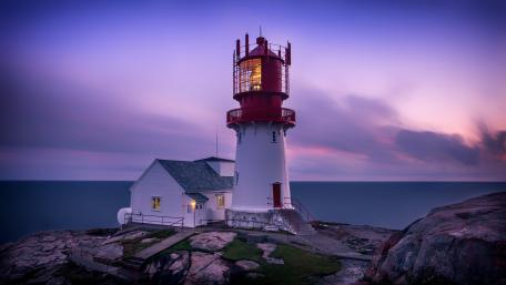 Twilight Beacon at Lindesnes Lighthouse on Norway’s Rugged Coast wallpaper