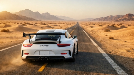 Porsche 911 GT3 RS Racing Into Desert Horizons wallpaper
