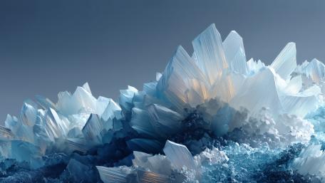 Glacial Crystal Bloom in Soft Blue 4K Abstract wallpaper