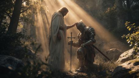 Jesus Christ and Templar Soldier wallpaper