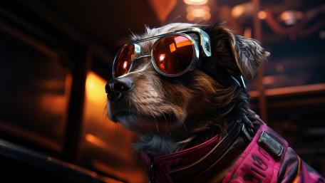 Cool Canine Pilot in Retro Goggles and Pink Jacket 4K wallpaper