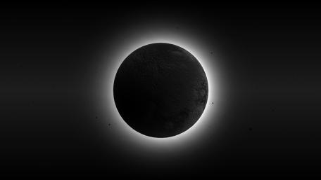 Monochrome Lunar Eclipse Halo in Deep Night wallpaper