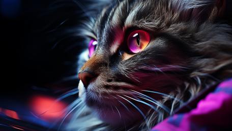 Neon Gaze Feline Close Up in Ultra Detailed 4K wallpaper