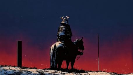 Midnight Samurai Rider in Oriental Neon Dusk 4K Anime Art wallpaper