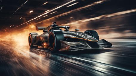 Blazing Formula One Speed Through Night Track Motion Blur wallpaper
