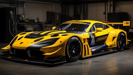 Midnight Garage Thunder Yellow GT Sports Car in 5K wallpaper