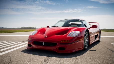Ferrari F50 GT in Crimson Glory on Open Runway wallpaper