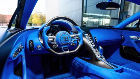 Bugatti Chiron Blue Interior Cockpit 4K Supercar Wallpaper wallpaper