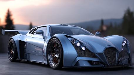 Midnight Steel Supercar Dreamscape in 4K AI Art wallpaper