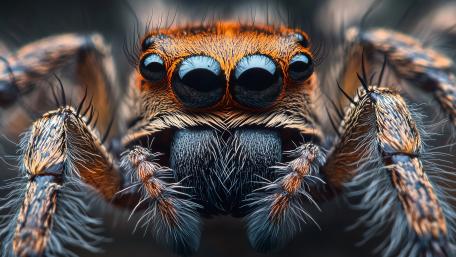 Electric Gaze of a Jumping Spider Macro Portrait wallpaper