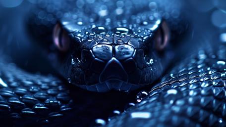 Midnight Black Mamba Portrait in Shimmering Rain Droplets wallpaper
