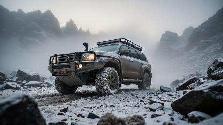 Toyota Land Cruiser Off Road SUV in Frozen Mountain Mist 8K wallpaper