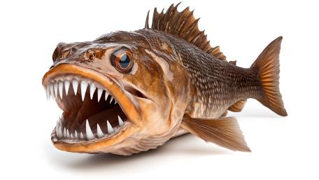 Razor Tooth Predator Fish on Clean White 5K Wallpaper wallpaper